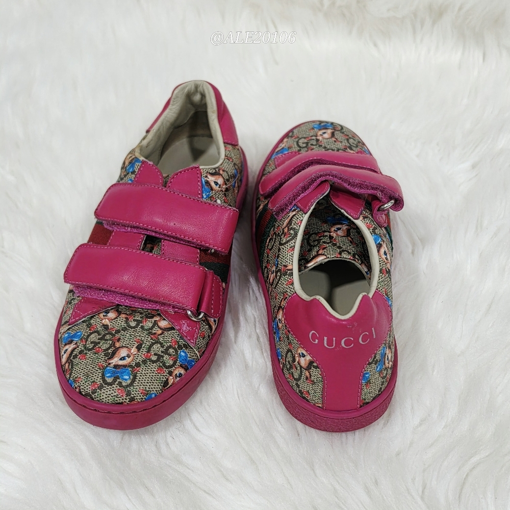 Gucci Bambi GG Canvas Kids Sneakers Pink EU 31 US 13C Rare - Picture 9 of 13